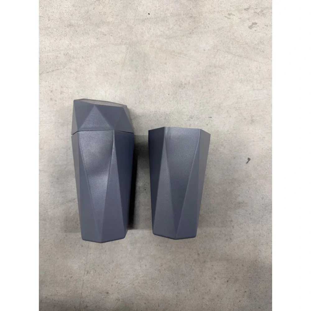 Set of 2 Geometric Mini Trash Cans Gray Car Cup Holder Desk Bin with Push Lid